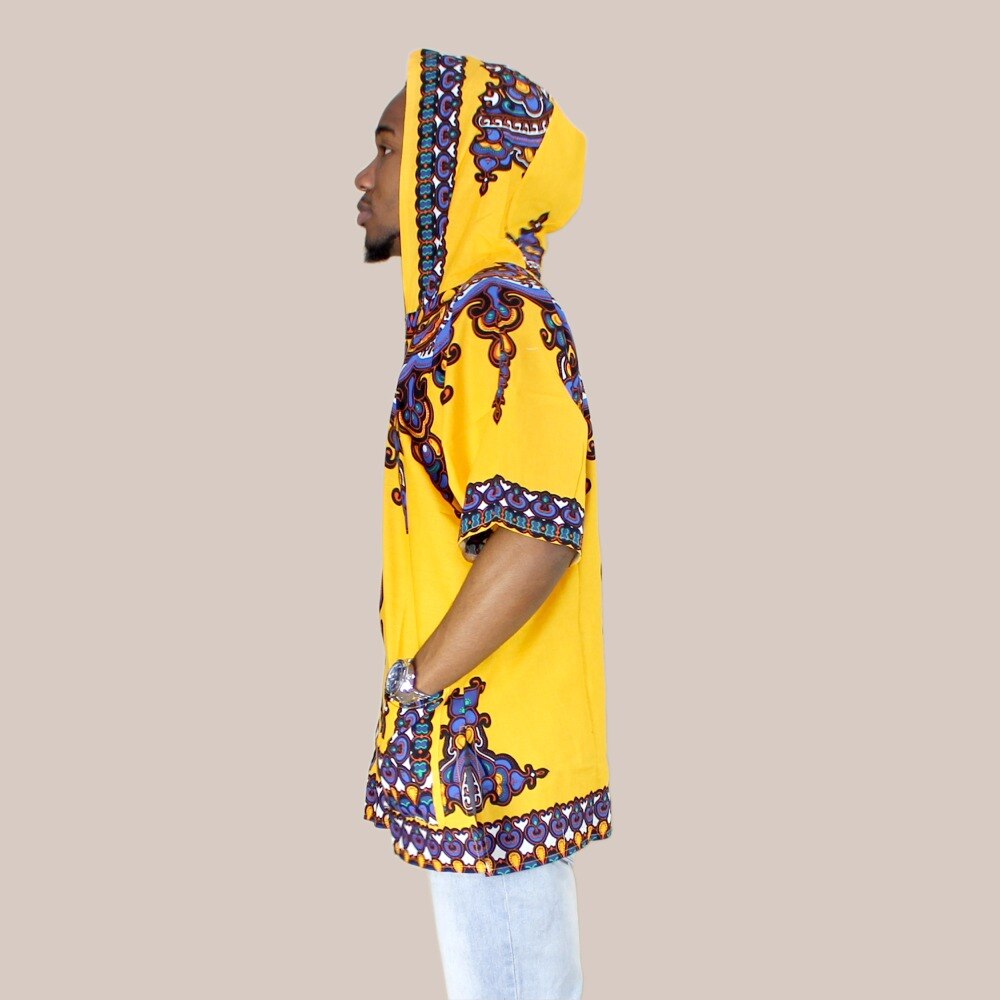 Sweat à Capuche Dashiki Homme Jaune - Africain