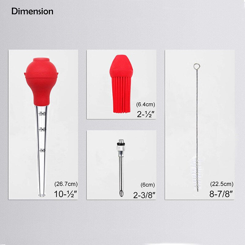 Kit de 4 poires à jus silicone avec injecteur et pinceau – Barbecue facile