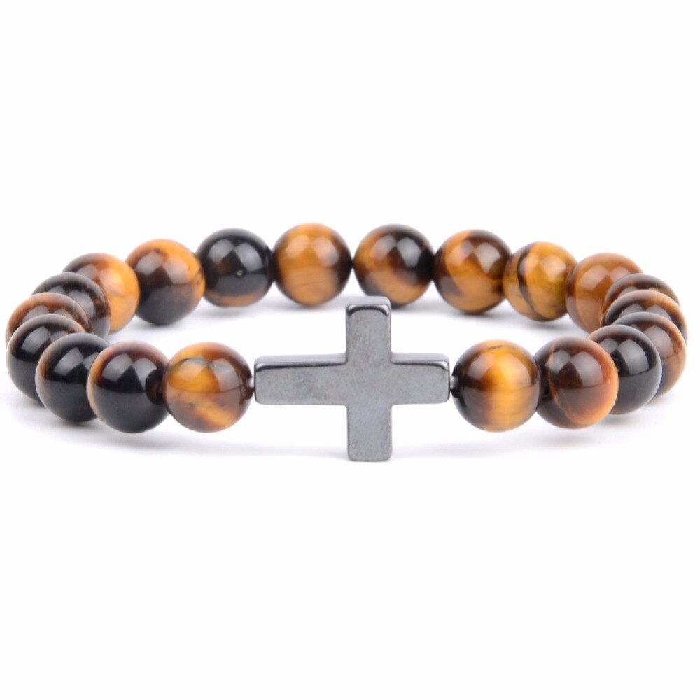 Bracelet Croix Religieux - Pierre Turquoise Africaine