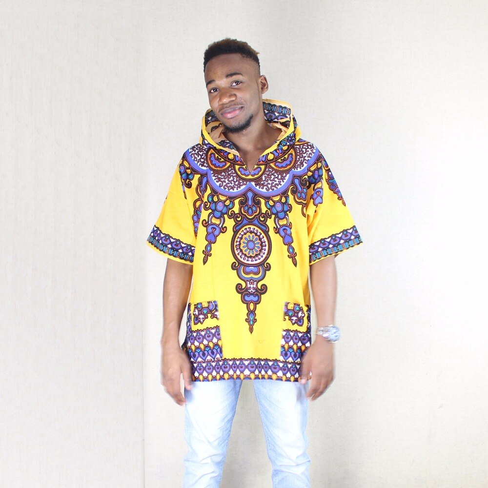 Sweat à Capuche Dashiki Homme Jaune - Africain