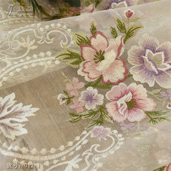 Rideaux brodés fleurs style romantique européen pour salon et chambre