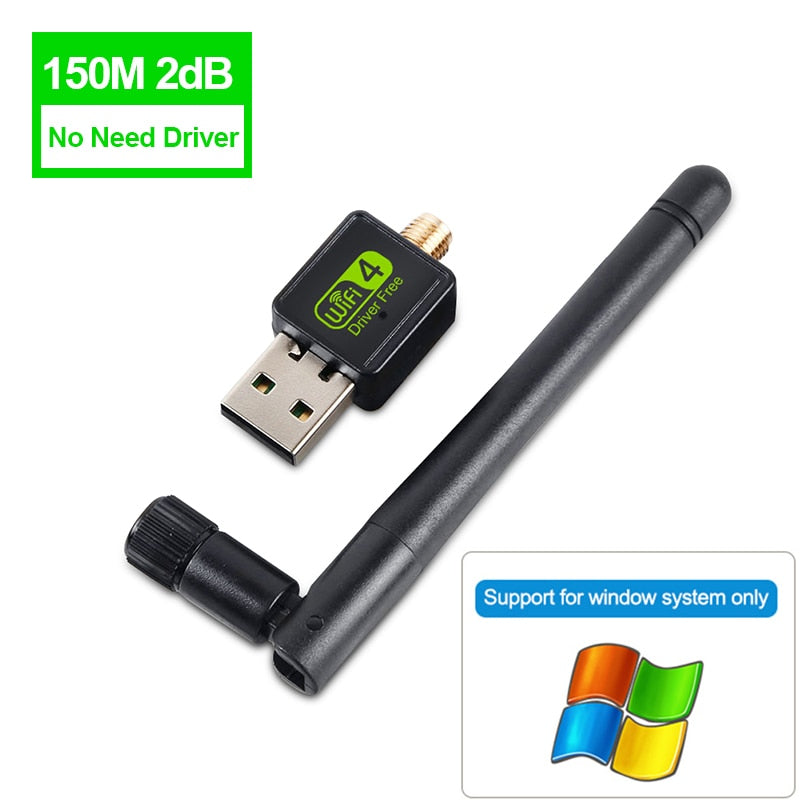 Adaptateur WiFi USB 150 Mbps avec antenne 2 dBi – Dongle réseau PC