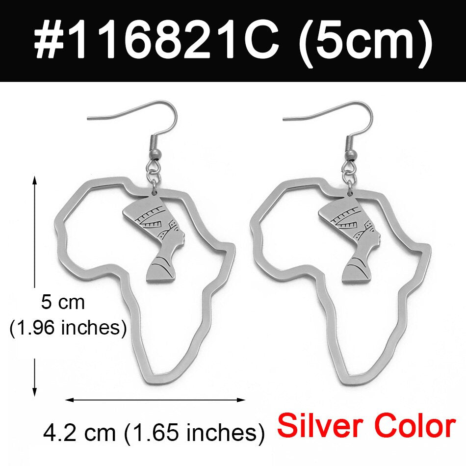 Boucles d'Oreilles Néfertiti Dorées - Bijou Carte Afrique Anniyo 2