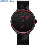 CRRJU Fashion Mens Watches Ultra Thin Quartz Watch Men 2020 New Casual Mesh Belt Waterproof Stylish Watches Relogio Masculino