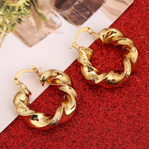 Boucles d'Oreilles Créoles Dorées Style Africain Éthiopien 2