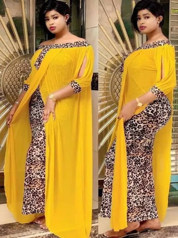 Robe Maxi Léopard Africaine Ethnique - Bodycon Femme Décontracté 2
