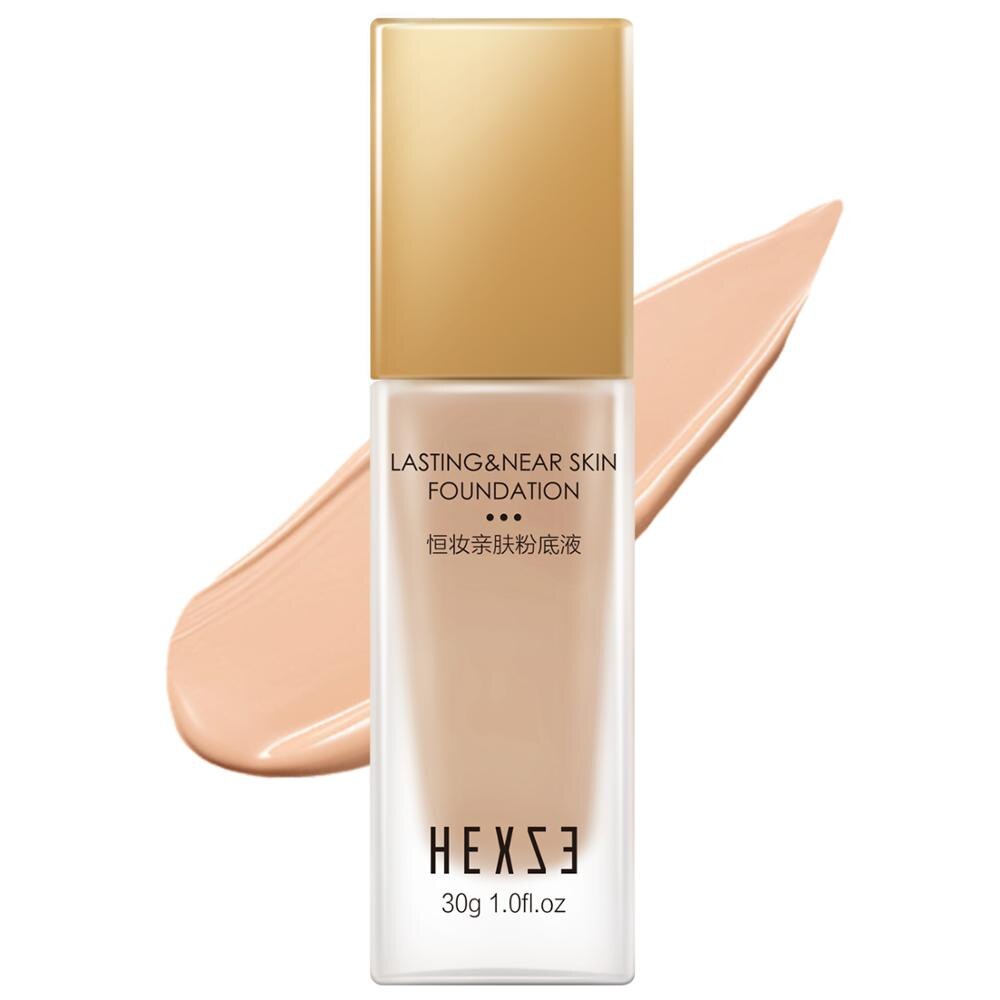Fond de teint liquide hydratant Hexze – Couvrance pores, peaux sèches
