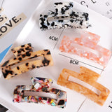 High Quality Geometric Acetate Hair Claws Large Square Hair Crabs Clip Leopard Grain Hair Clamps For Women Hair Accessories