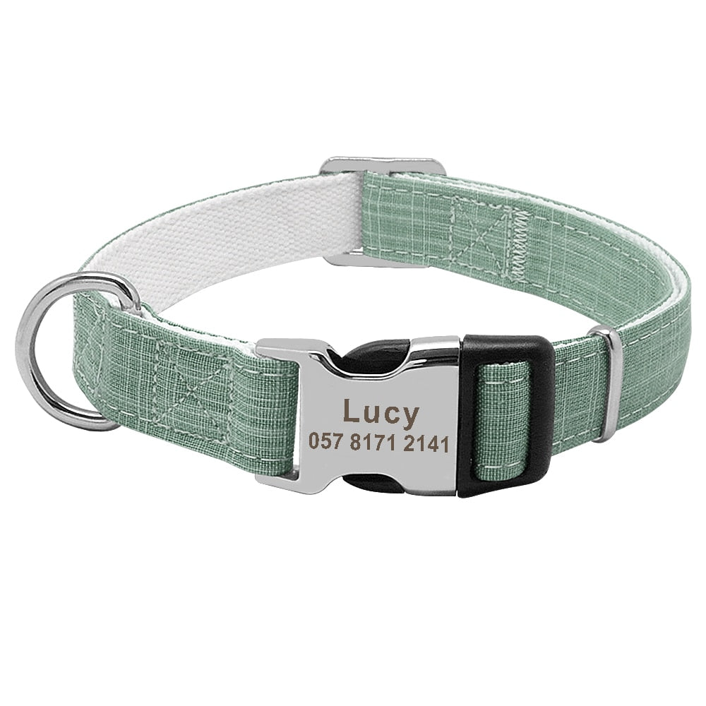 Collier nylon personnalisé avec plaque gravée pour chien et chat