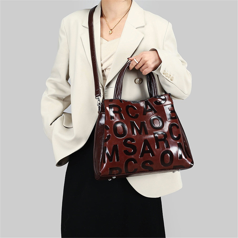 Sac à main femme en cuir PU avec bandoulière – Design lettres fashion