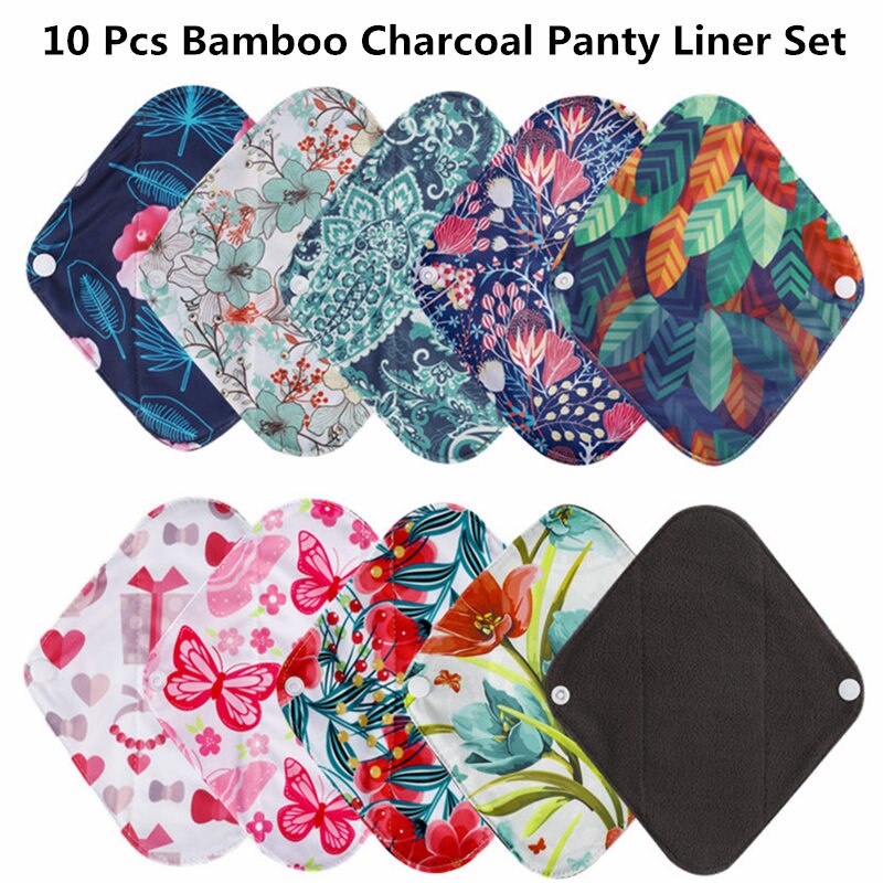 Lot de 10 serviettes lavables Simfamily bambou charbon – Hygiène féminine