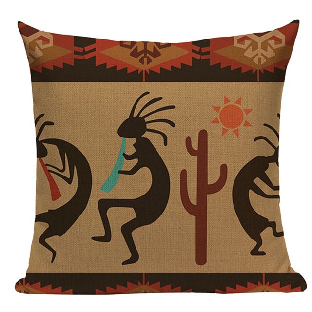 Housse Coussin Géométrique Style Africain - Éléphant Lin Décoration 4