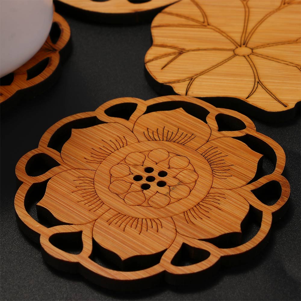 Dessous-de-verre en bois forme lotus – Set de table cuisine et salon