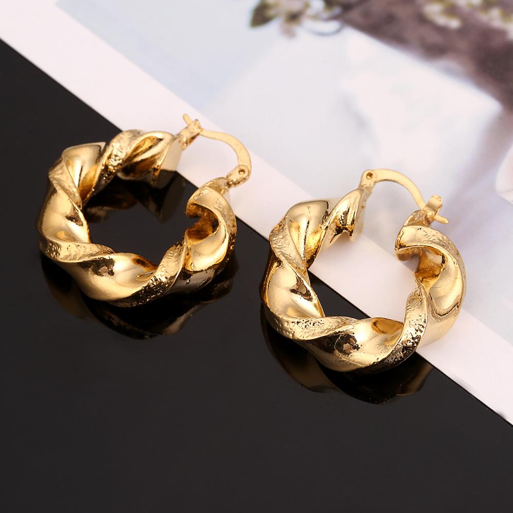 Boucles d'Oreilles Créoles Dorées Style Africain Éthiopien 2
