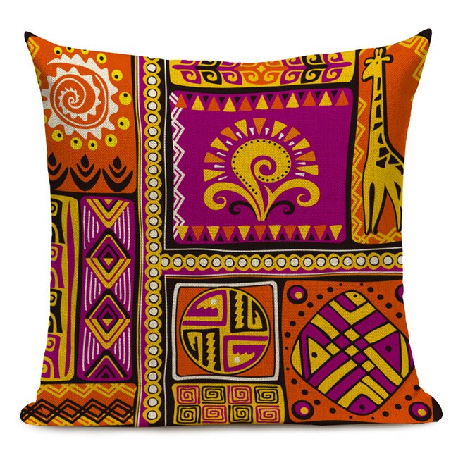 Housse Coussin Géométrique Style Africain - Éléphant Lin Décoration 3