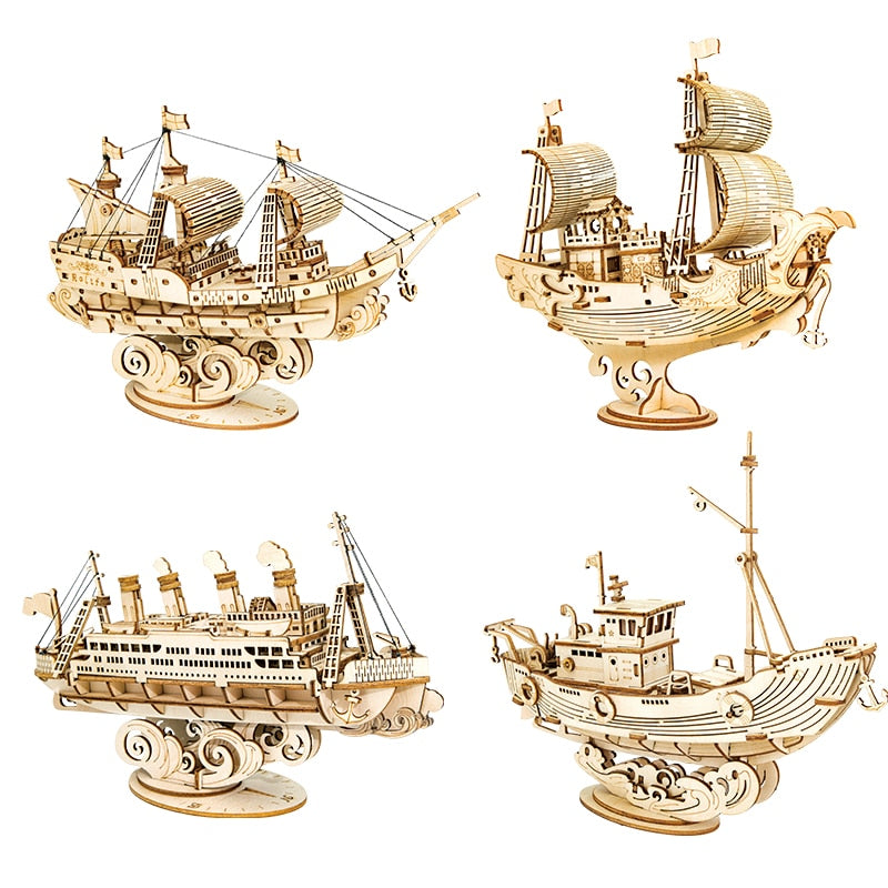 Puzzle 3D en bois Robotime – Maquette bateau à assembler pour enfant