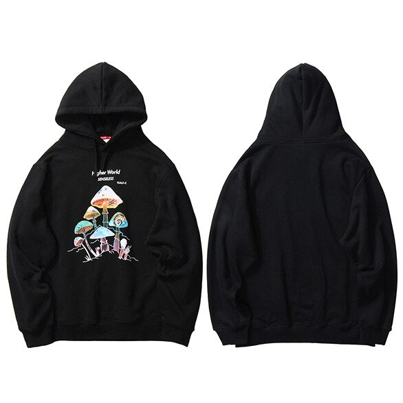 Sweat à capuche homme Hip Hop champignon arc-en-ciel – Coton Harajuku