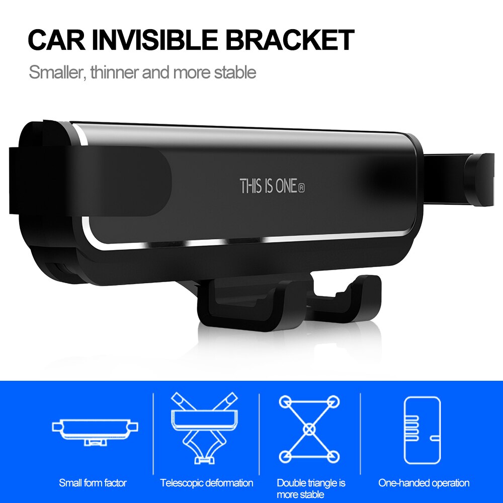Support téléphone voiture à gravité – Grille d'aération, 4,7 à 6,5 pouces