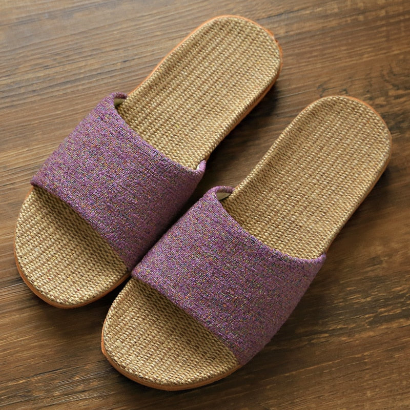 Chaussons en lin pour femme – Sandales légères à bout ouvert pour l'été