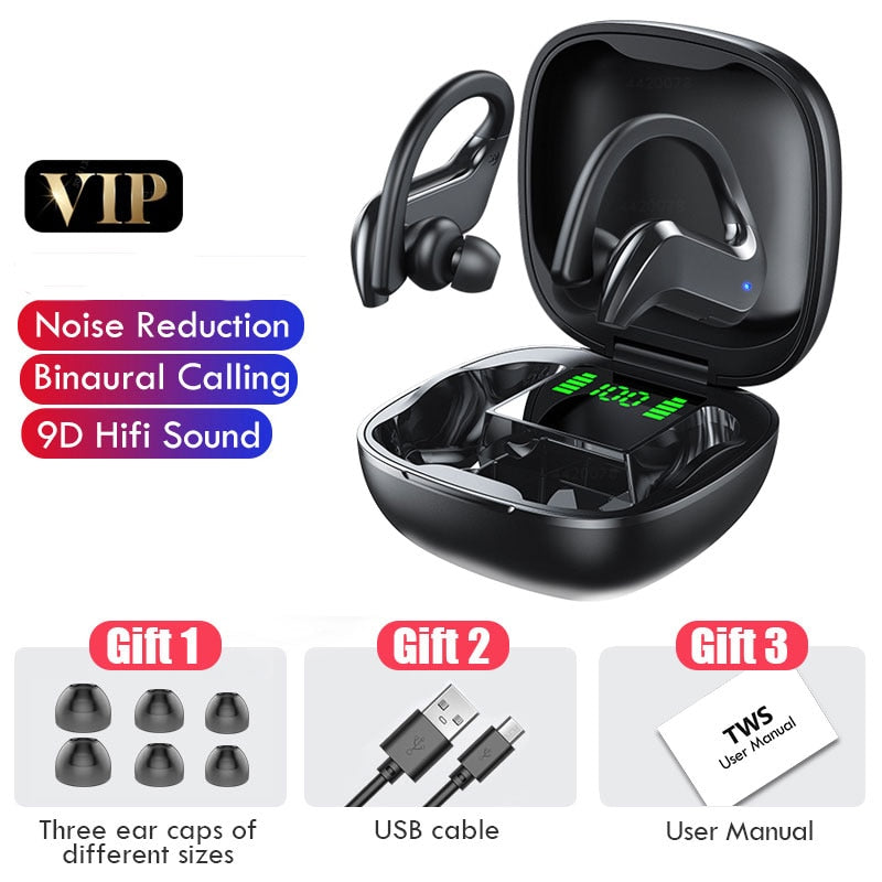 Écouteurs Bluetooth TWS sport imperméables avec micro et contrôle tactile