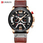 CURREN Luxury Brand Mens Watch Military Leather Wristwatch Man Sports Clock Casual Fashion Chronograph Waterproof Relojes Hombre