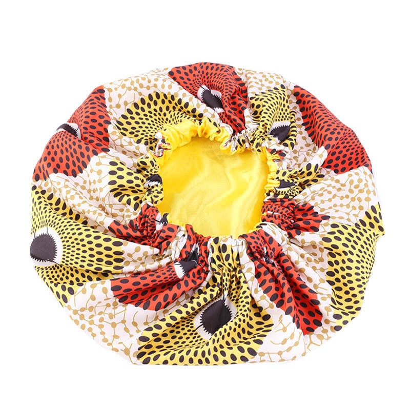 Bonnet Satin Motif Ankara - Foulard Tête Double Couche