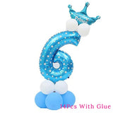 blue happy baby shower boys birthday pull flag banner balloon garland 1 age birth day 12month photo frame first party decor 1st