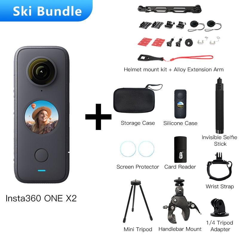 Caméra 360° Insta360 One X2 5.7K – Étanche 10 m, panoramique sport