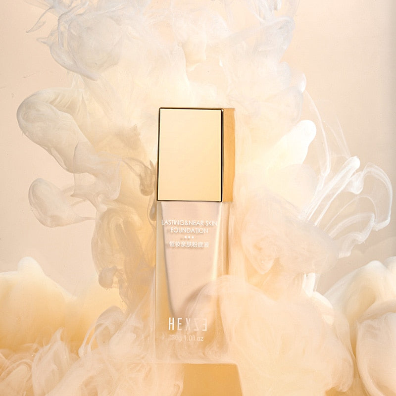 Fond de teint liquide hydratant Hexze – Couvrance pores, peaux sèches