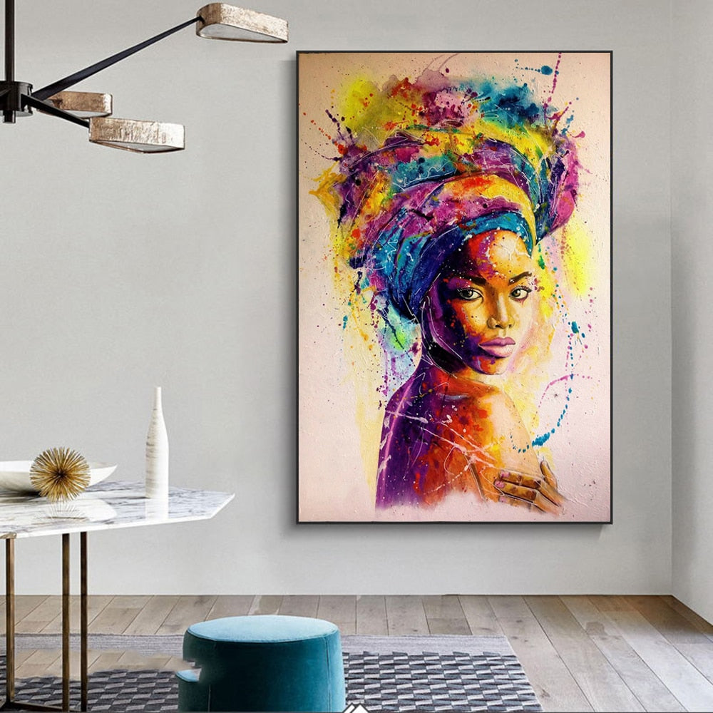 Toile Art Graffiti Femme Africaine - Décoration Murale Abstraite 2