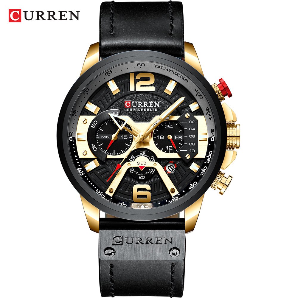 Montre chronographe homme Curren cuir – Sport, étanche, style militaire