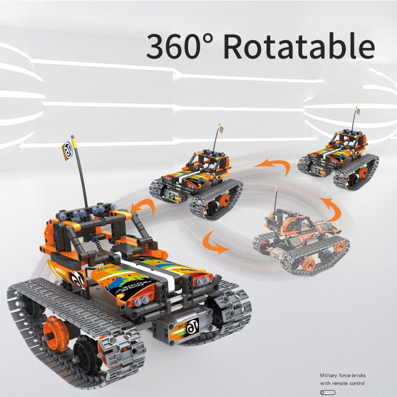 Voiture RC chenillée cascades – Blocs STEM télécommandée haute technologie