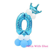 blue happy baby shower boys birthday pull flag banner balloon garland 1 age birth day 12month photo frame first party decor 1st