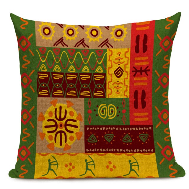 Housse Coussin Géométrique Style Africain - Éléphant Lin Décoration 3