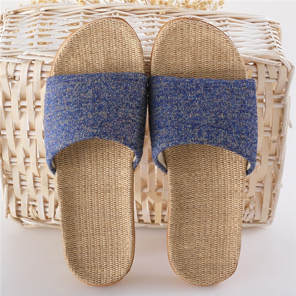 Chaussons en lin pour femme – Sandales légères à bout ouvert pour l'été