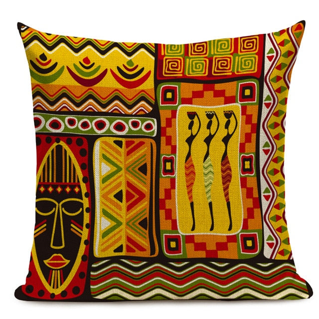 Housse Coussin Géométrique Style Africain - Éléphant Lin Décoration 3