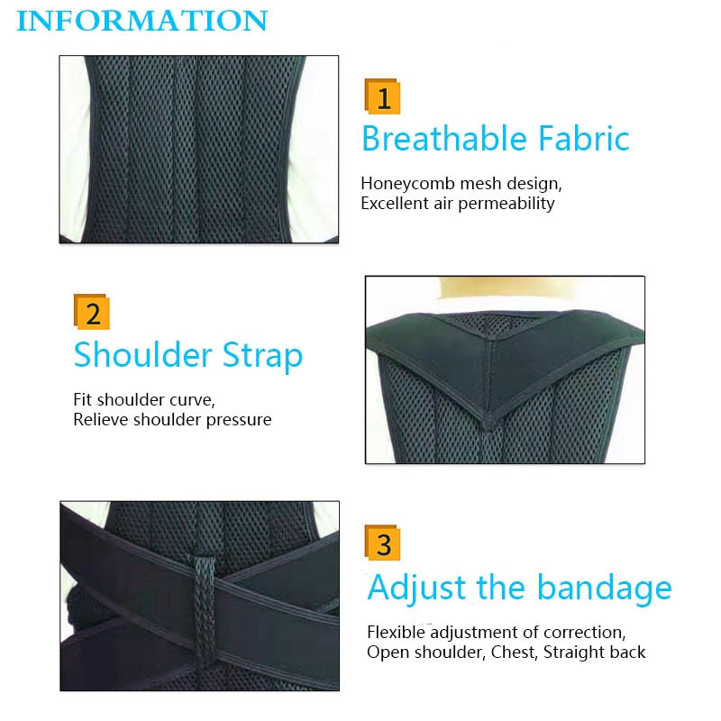 Correcteur de posture réglable – Soutien clavicule, dos et lombaires