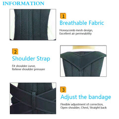 Correcteur de Posture Orthèse de Posture Dorsale Soutien de la Clavicule Entraîneur de Dos Réglable Thérapie de Posture Lombaire