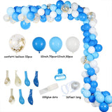 blue happy baby shower boys birthday pull flag banner balloon garland 1 age birth day 12month photo frame first party decor 1st