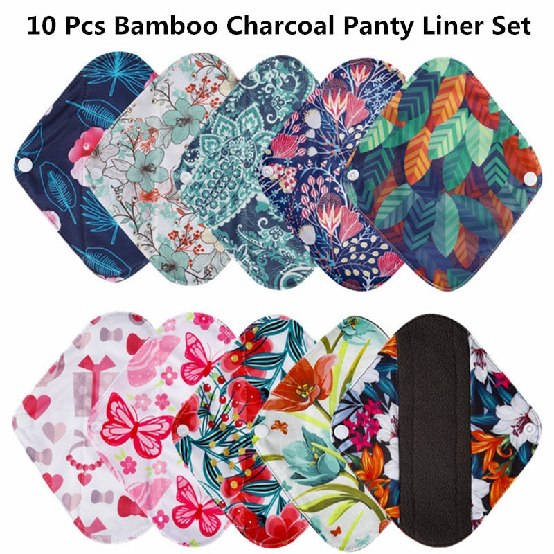 Lot de 10 serviettes lavables Simfamily bambou charbon – Hygiène féminine