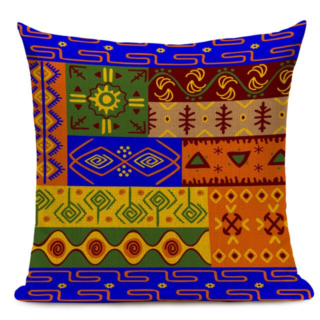Housse Coussin Géométrique Style Africain - Éléphant Lin Décoration 3