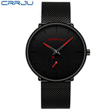 CRRJU Fashion Mens Watches Ultra Thin Quartz Watch Men 2020 New Casual Mesh Belt Waterproof Stylish Watches Relogio Masculino