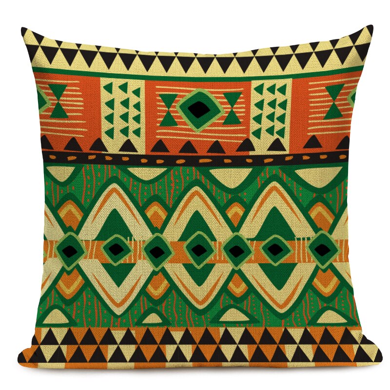 Housse Coussin Géométrique Style Africain - Éléphant Lin Décoration 4