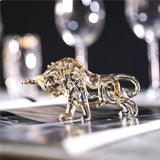 H&D Champagne Crystal Bull Figurine Art Glass Animal Figure Statues Souvenir Sculpture Home Office Decor Gift For Dad/Boyfriend
