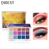 QIBEST Glitter Eyeshadow Palette 15 Colors Planet Holographic Pigment Matte Shimmer Eye Shadow Powder Shiny Eye Makeup Pallete