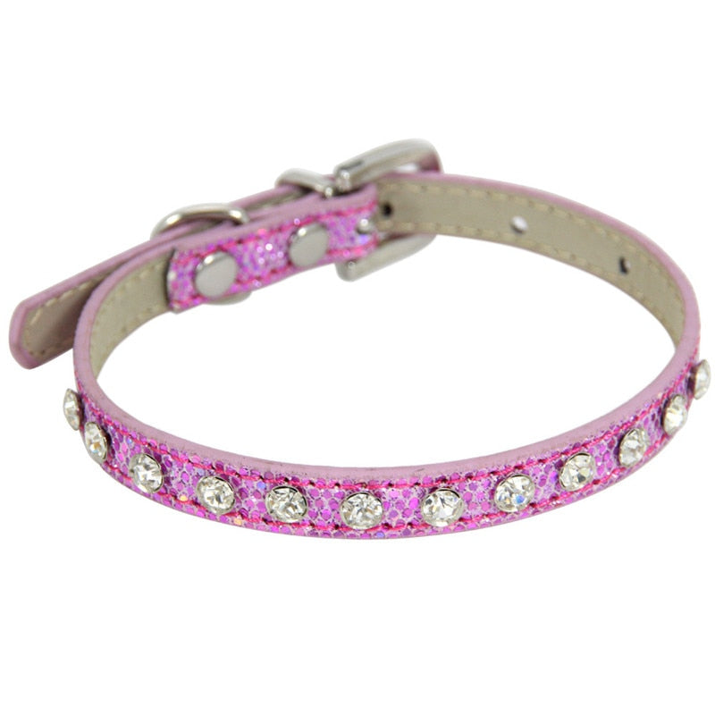 Collier chat et chien strass diamant – Cuir réglable pour chaton