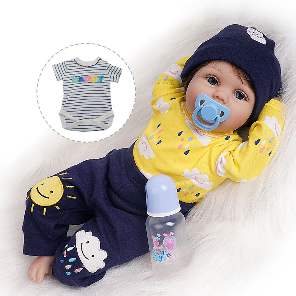 Poupée bébé reborn avec vêtements et cheveux courts – Jouet fille et garçon