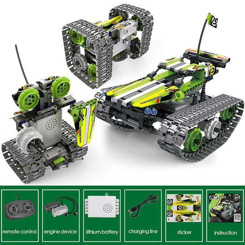 Voiture RC chenillée cascades – Blocs STEM télécommandée haute technologie