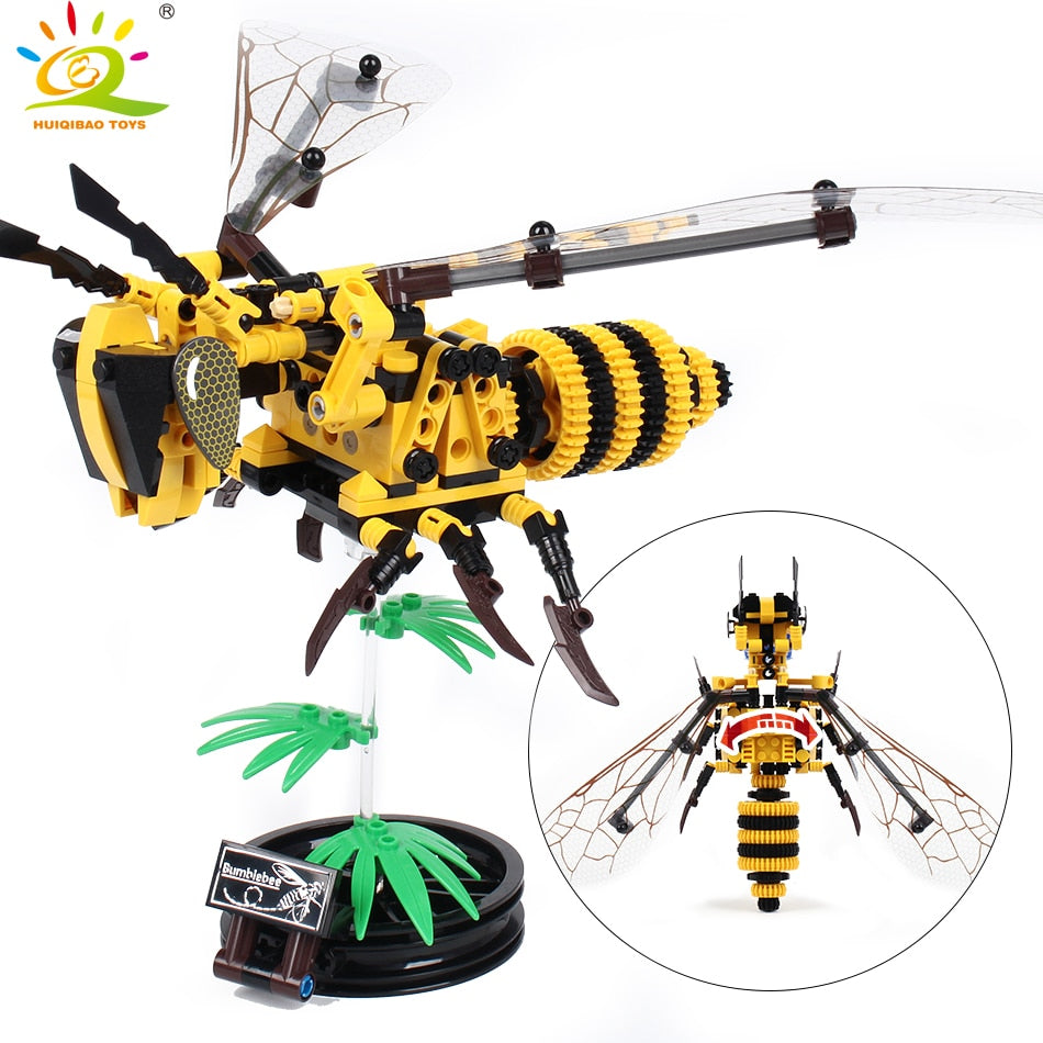 Jeu de construction Huiqibao insectes – Abeille, papillon et libellule