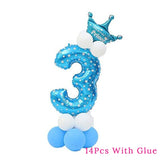 blue happy baby shower boys birthday pull flag banner balloon garland 1 age birth day 12month photo frame first party decor 1st